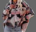 Aztec Retro Ethnic Geometric Abstract Printed Woolen Coat - S / Pink - Outerwear