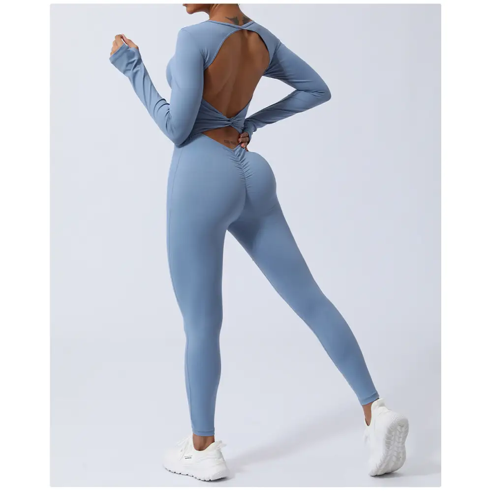 Backless Yoga Hip Lifting One-Piece Fitness Jumpsuit - Activewear