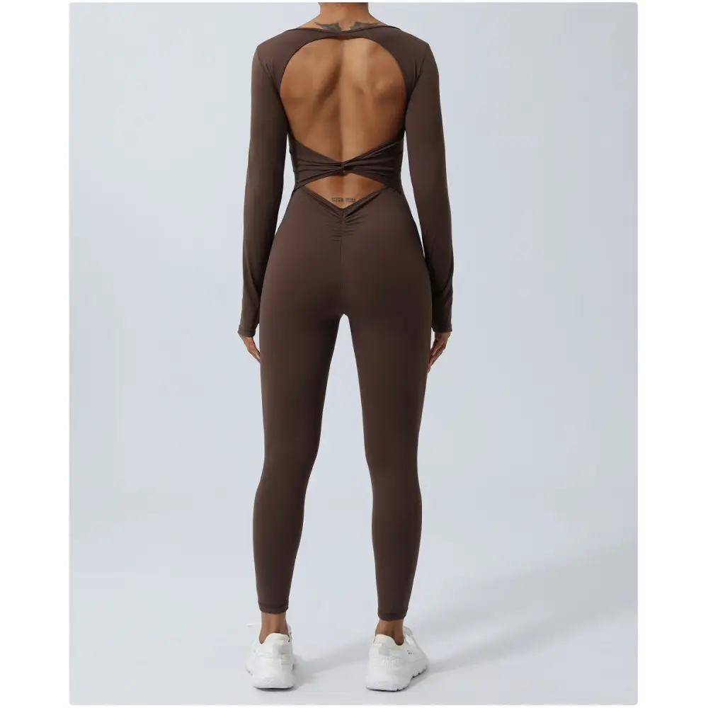 Backless Yoga Hip Lifting One-Piece Fitness Jumpsuit - Activewear