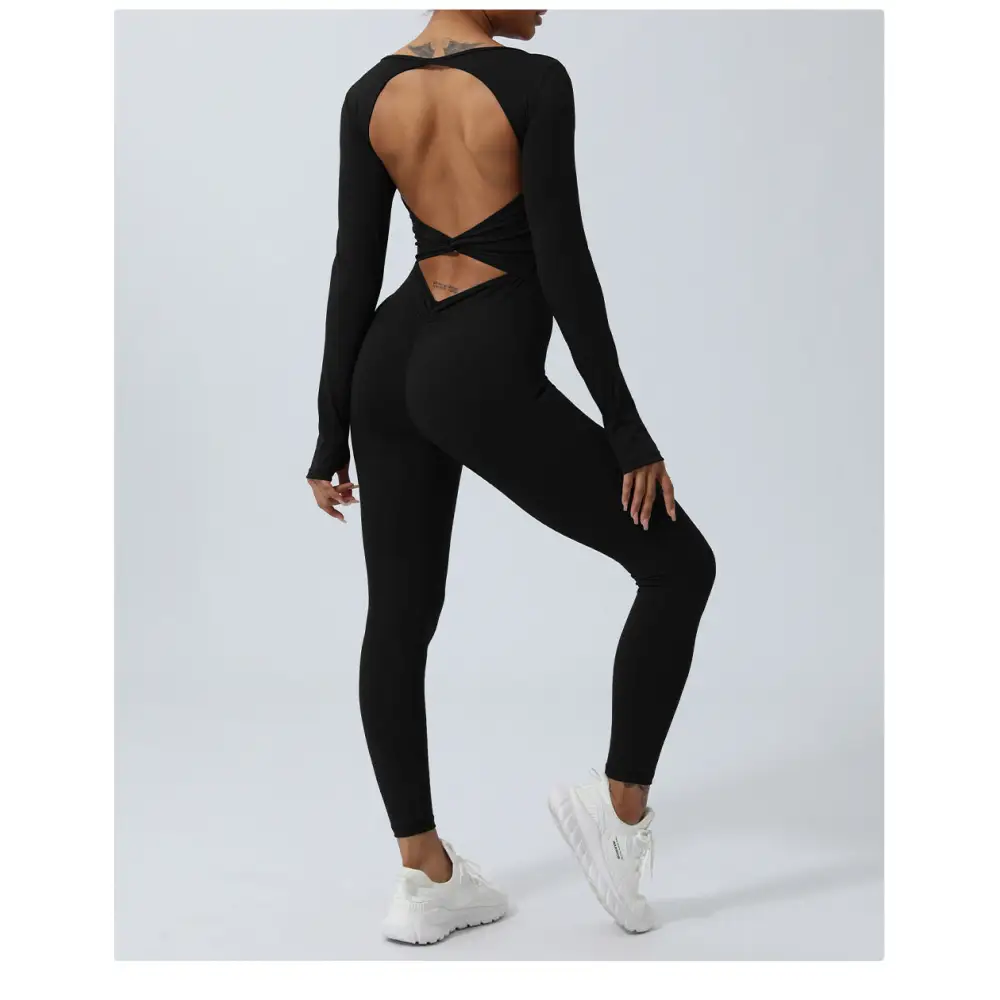 Backless Yoga Hip Lifting One-Piece Fitness Jumpsuit - Activewear