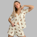 Bear Printed Cotton Pajamas - S / Apricot - Loungewear Sleepwear