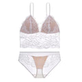 Beauty Embroidery Lace Thin Wireless Bra Panties Set - S / White-Beauty Back Style - Bra Panty Sets