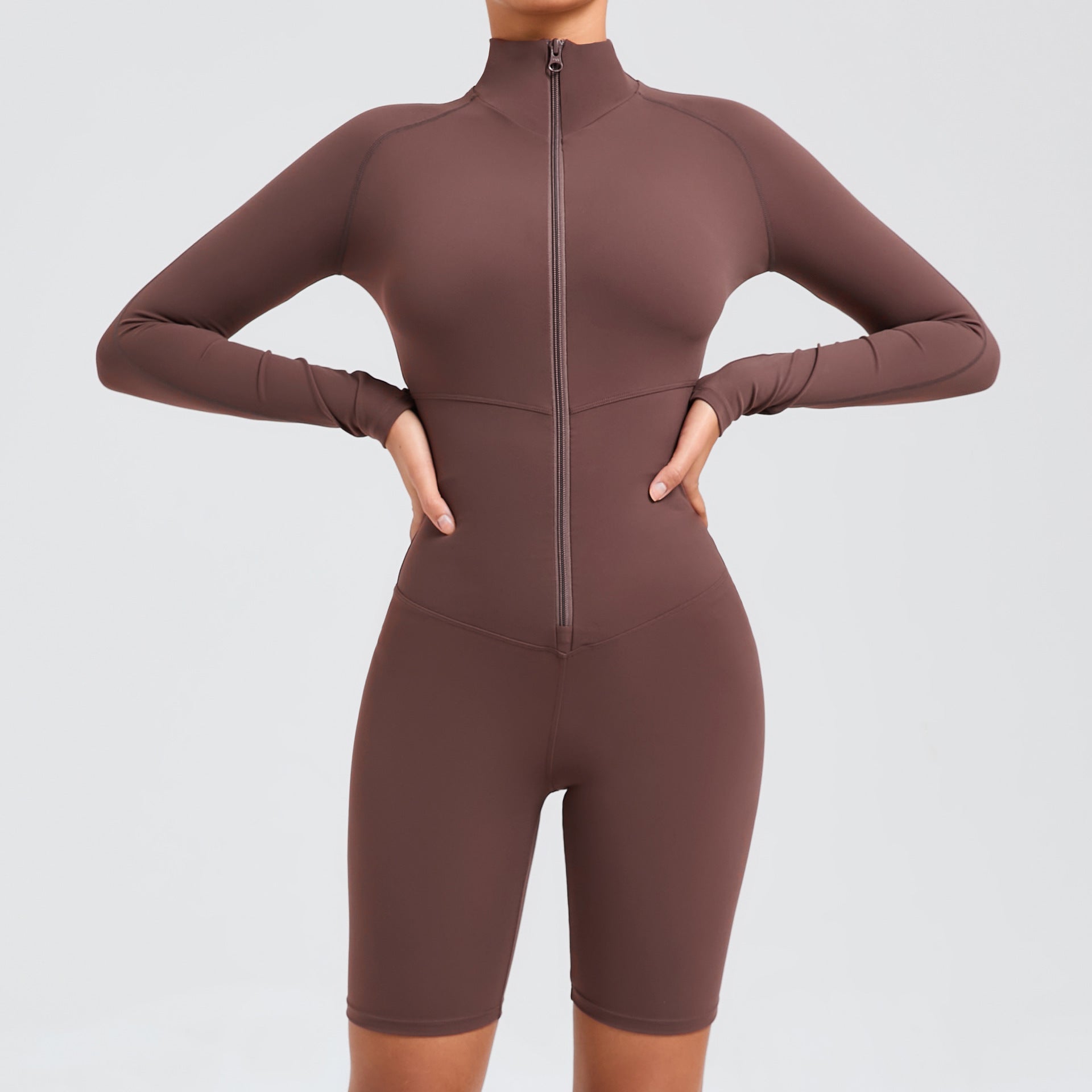 Belly Contracting Long Sleeve Zipper One Piece Fitness Sports Romper Tamra.Shop.Social