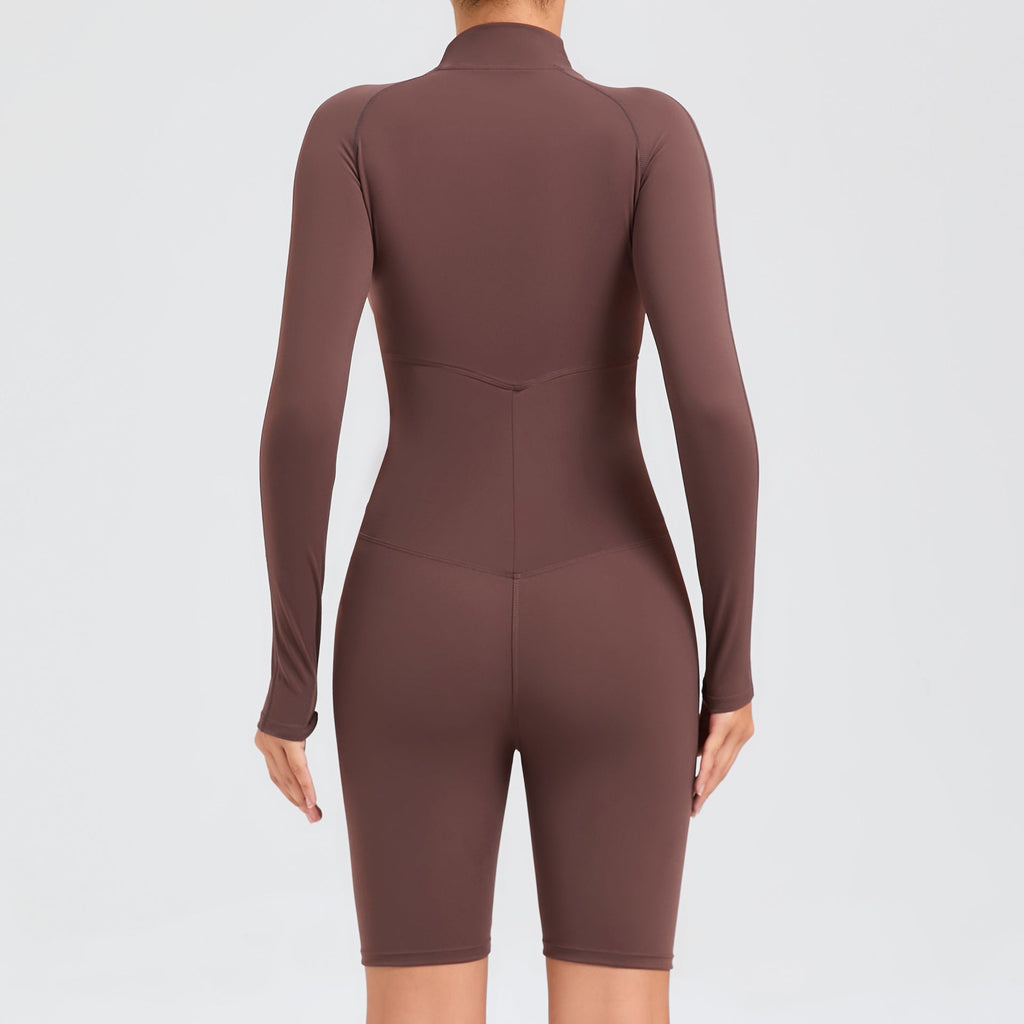 Belly Contracting Long Sleeve Zipper One Piece Fitness Sports Romper Tamra.Shop.Social