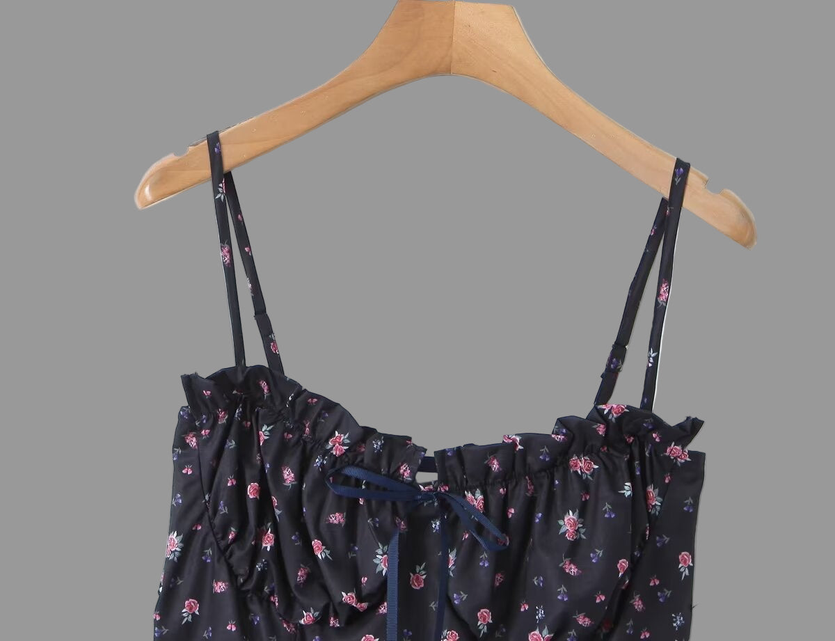 Black Floral Skirt Top Set - Outfit Sets