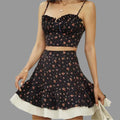 Black Floral Skirt Top Set - S / Set - Outfit Sets
