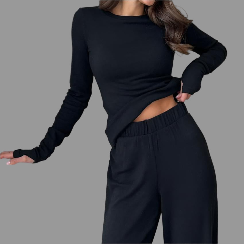 Black Two-Piece Loungewear Set Tamra.Shop.Social