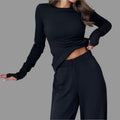 Black Two-Piece Loungewear Set Tamra.Shop.Social