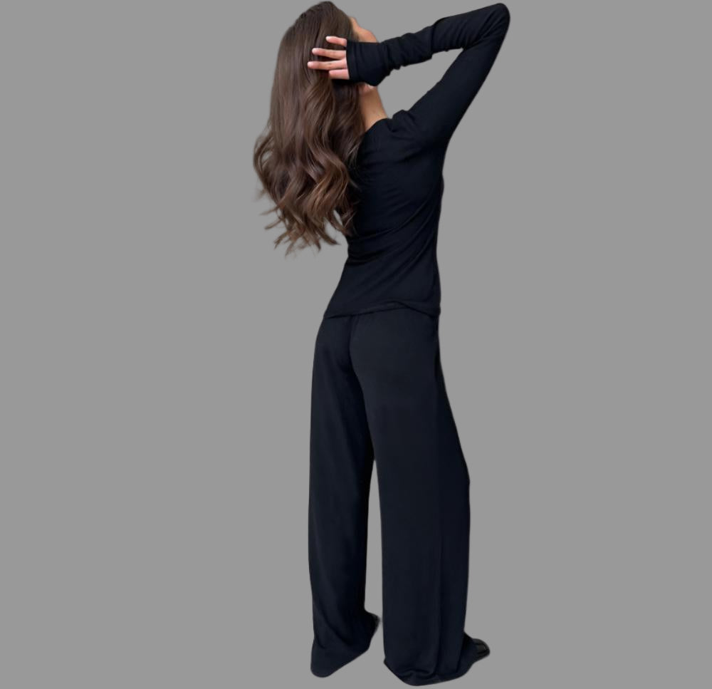 Black Two-Piece Loungewear Set Tamra.Shop.Social