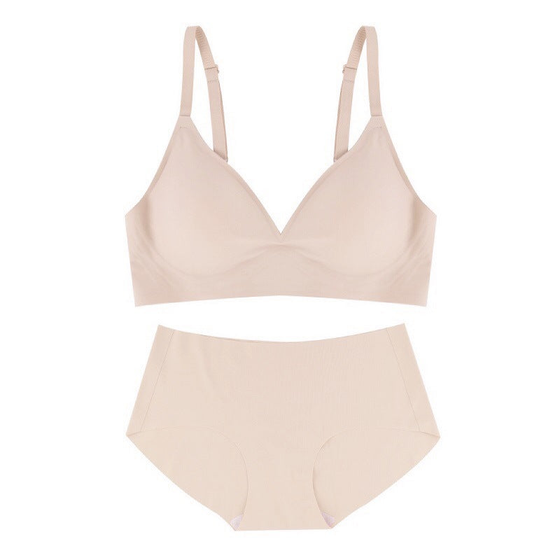 Bra Push-up Jelly Soft Support Seamless Bra Set - S-2.0cm / Flesh Colored Suit - Bra Panty Sets