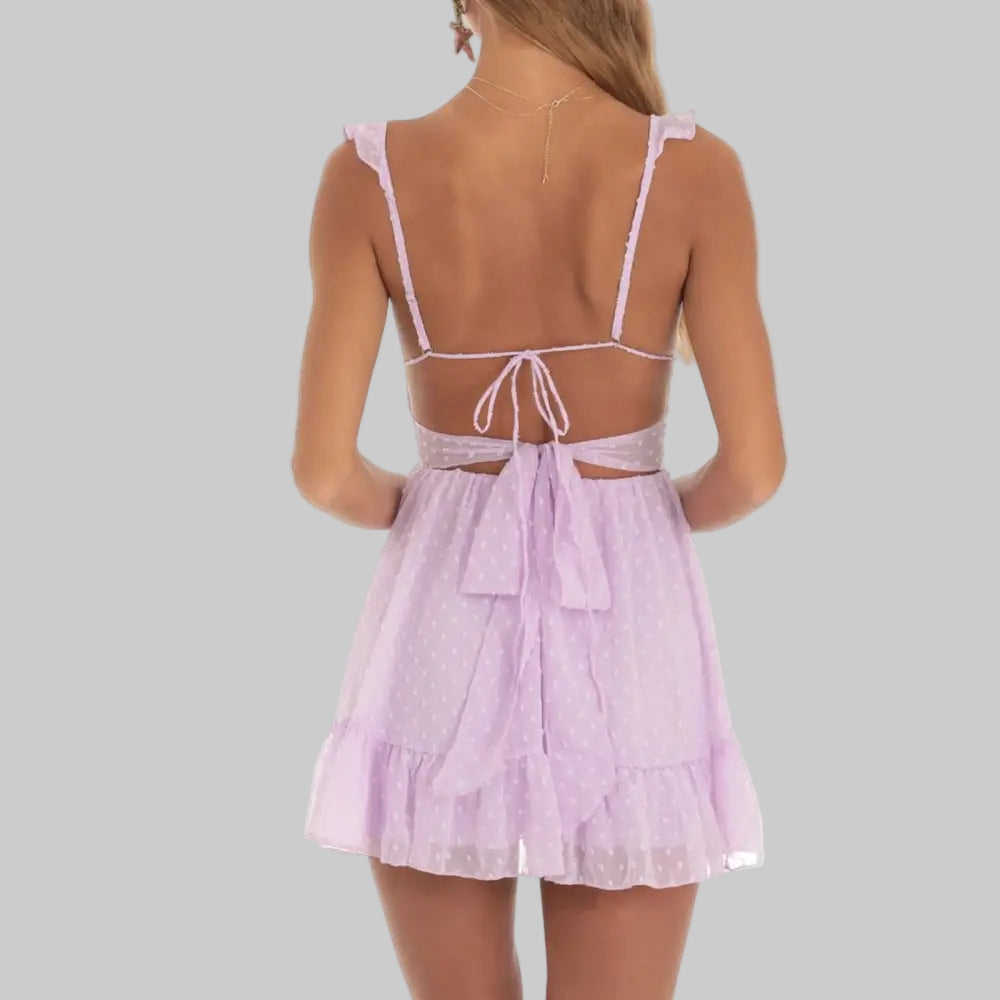 Cami Sexy Backless Splicing Dress - Dresses