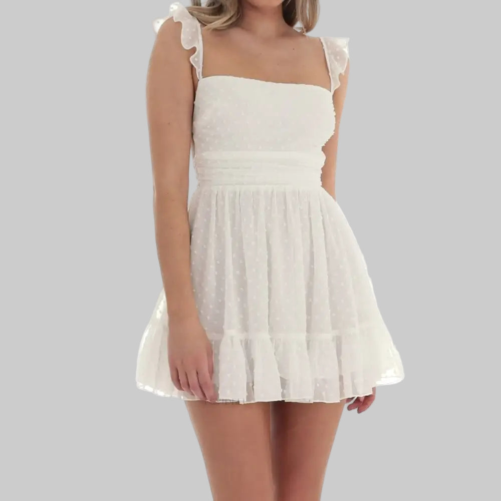 Cami Sexy Backless Splicing Dress - S / White - Dresses