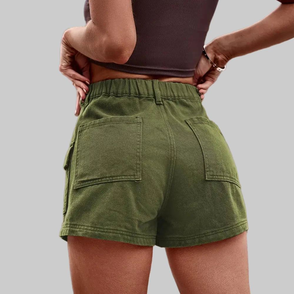 Cargo Denim Shorts - S / Army Green