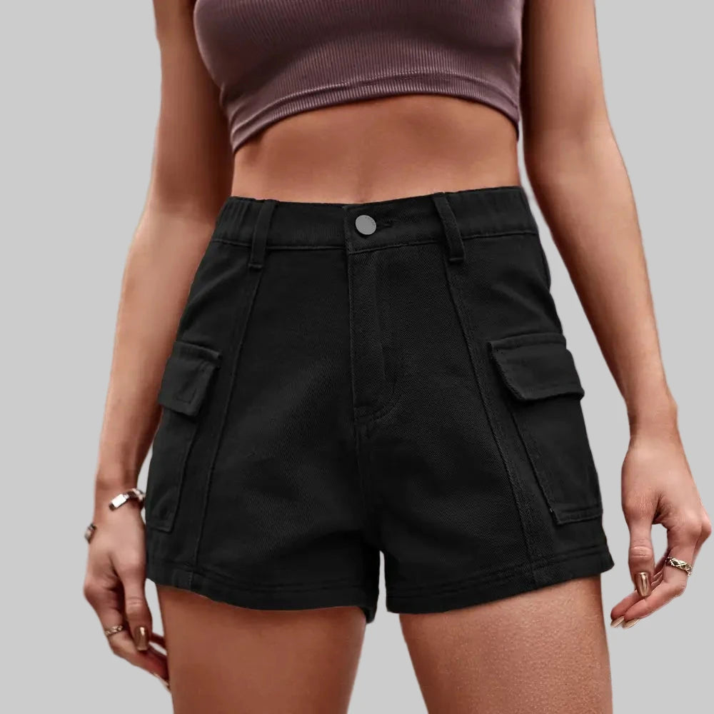 Cargo Denim Shorts - S / Black
