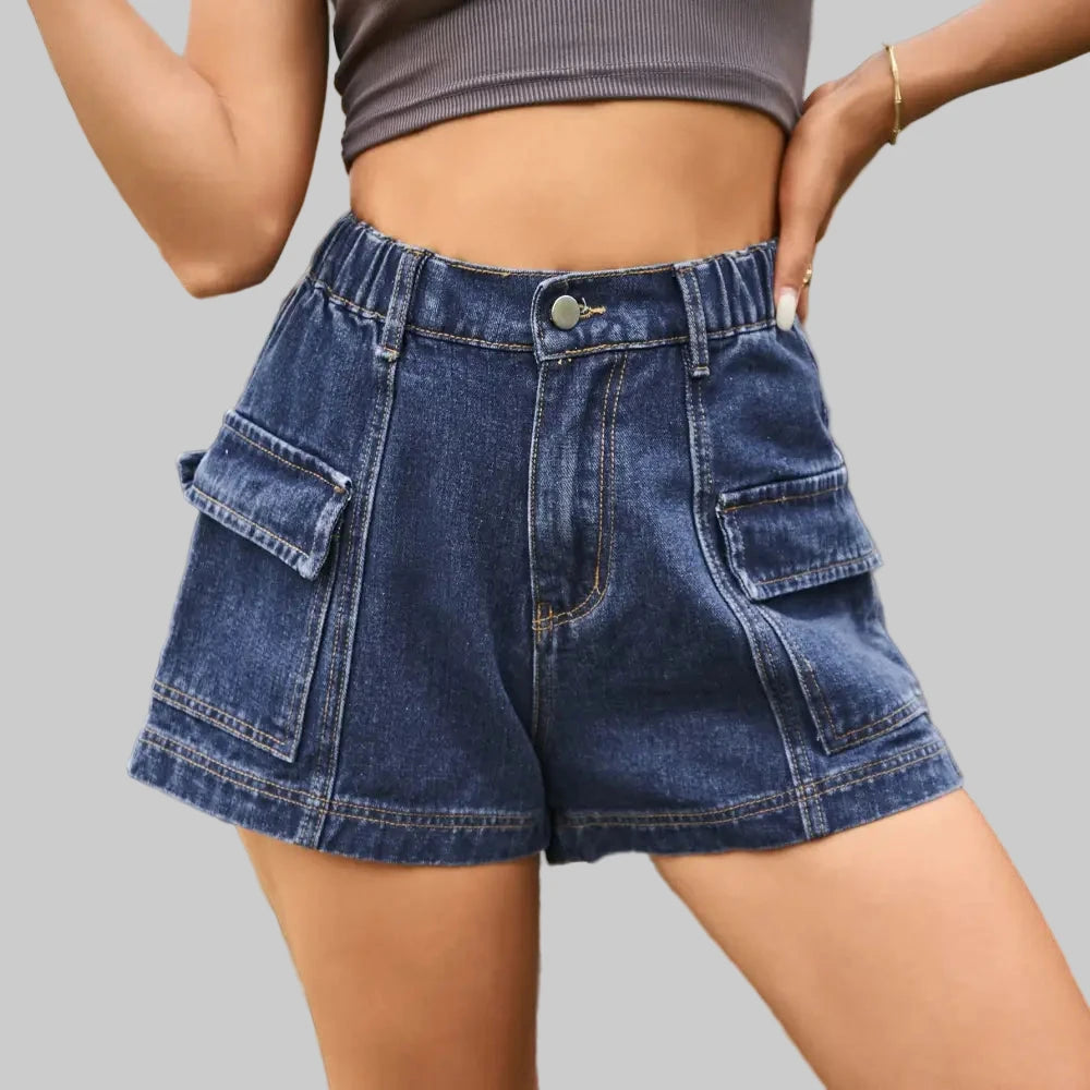Cargo Denim Shorts - S / Dark Blue