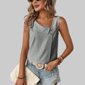 Casual Diagonal Collar Sleeveless Stripe Top - S / Black - Tank Tops & Camis