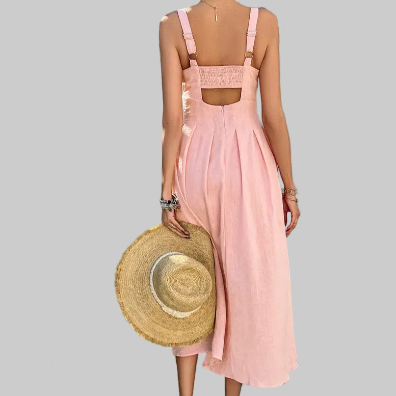 Casual Elegant High Waist Strap Dress - Dresses