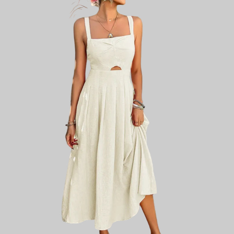 Casual Elegant High Waist Strap Dress - S / Apricot - Dresses