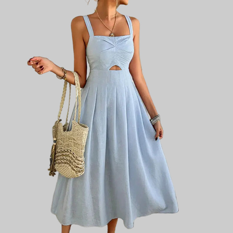Casual Elegant High Waist Strap Dress - S / Blue - Dresses