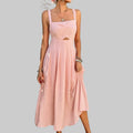Casual Elegant High Waist Strap Dress - S / Pink - Dresses