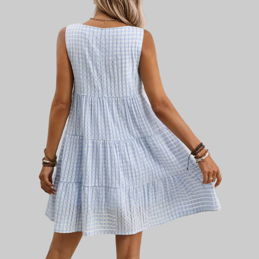 Casual Elegant Sleeveless Plaid Dress - Dresses