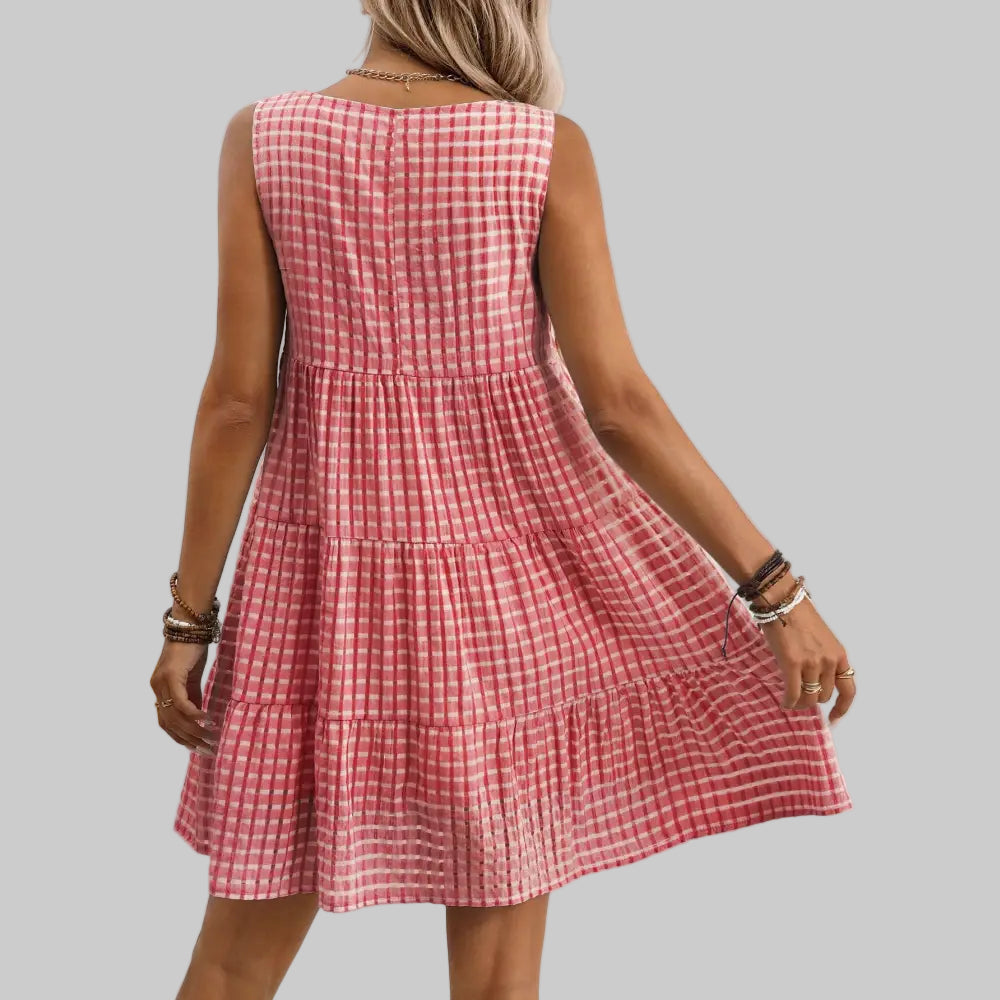 Casual Elegant Sleeveless Plaid Dress - Dresses