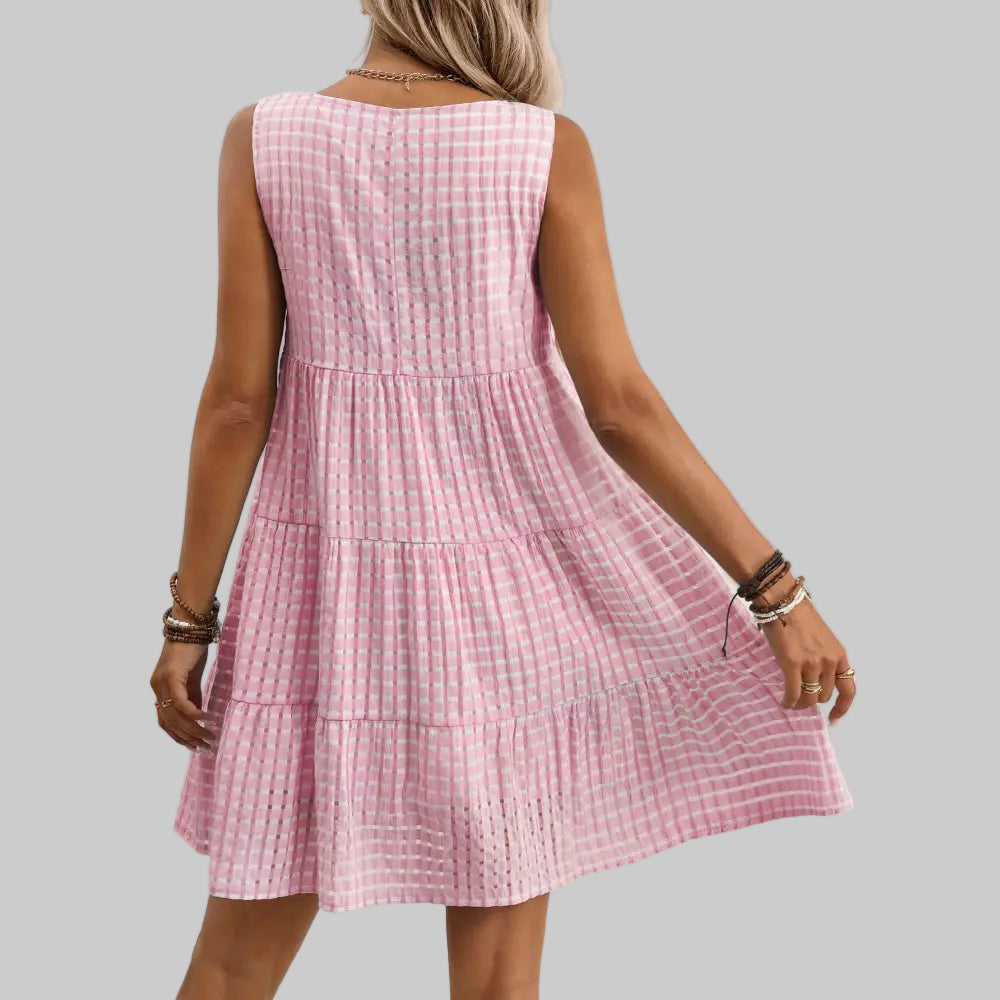 Casual Elegant Sleeveless Plaid Dress - Dresses