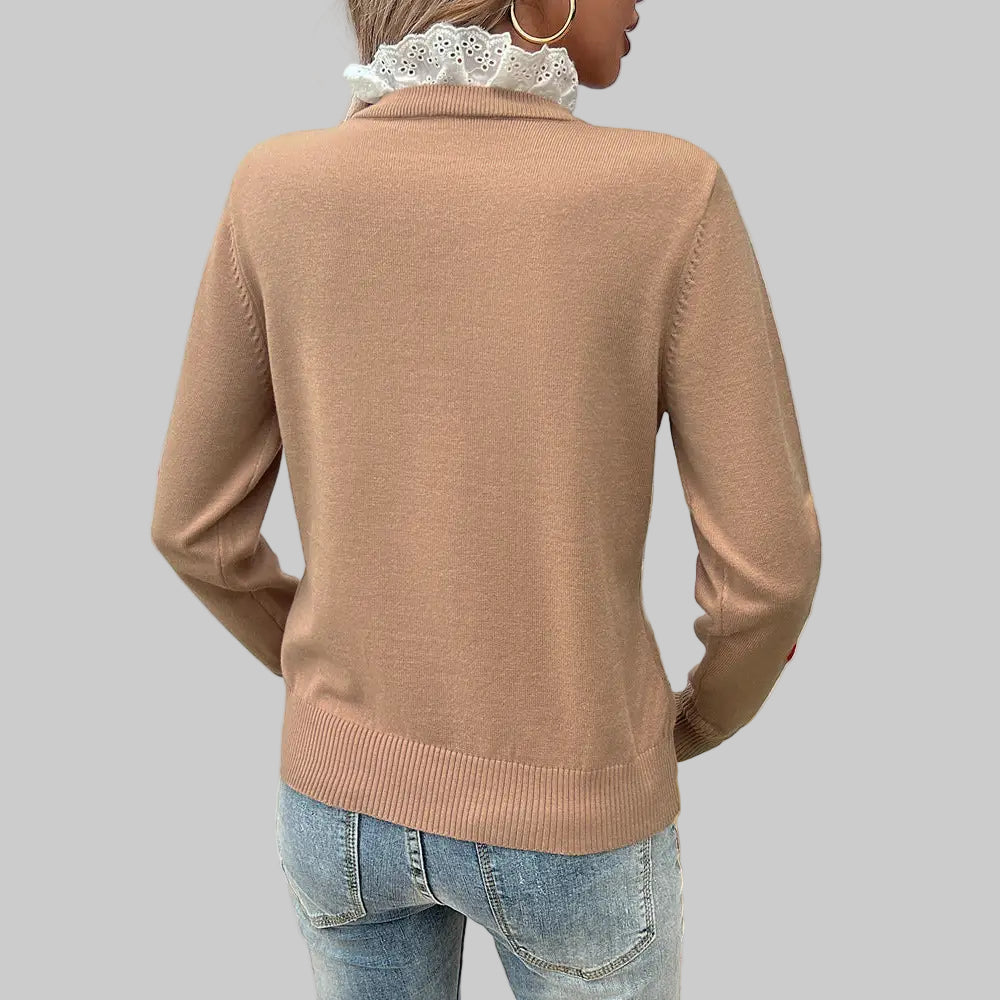 Casual Embroidery Love Long Sleeve Sweater - Sweaters & Cardigans