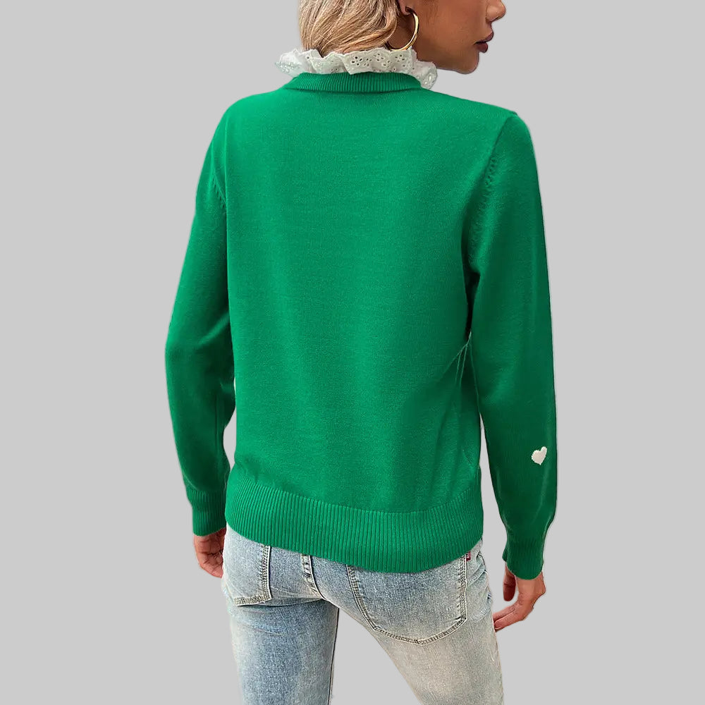 Casual Embroidery Love Long Sleeve Sweater - Sweaters & Cardigans