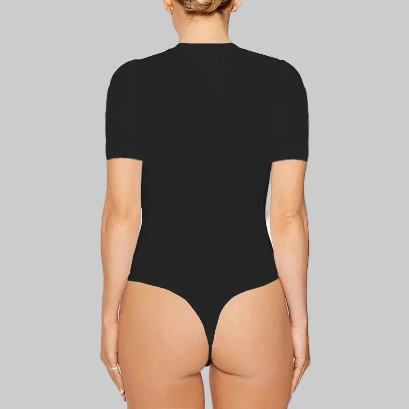 Casual Half-Sleeve Tight Sexy Bodysuit - Bodysuits