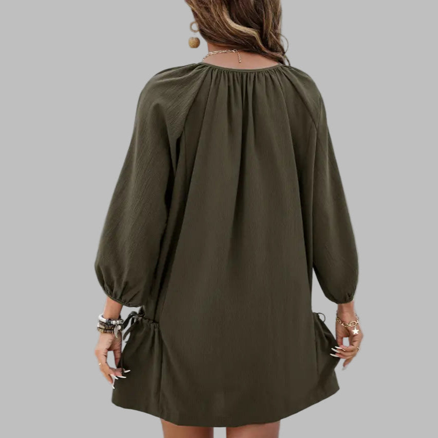 Casual Loose Elastic Design Pocket Dress - Dresses