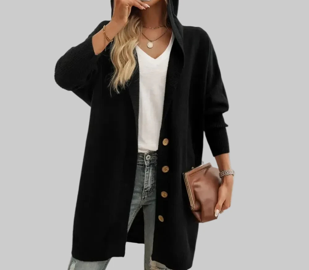 Casual Loose Hooded Mid-Length Cardigan - S / Black - Sweatshirts & Hoodies