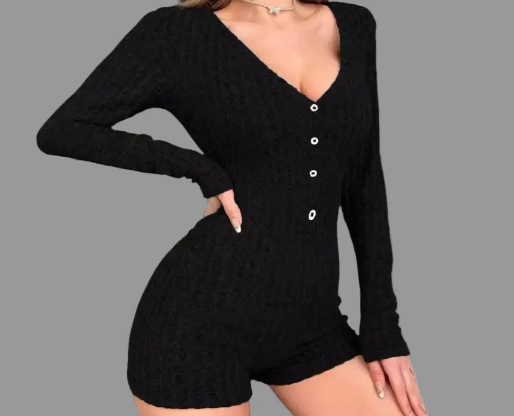 Casual Loungewear Romper - S / Black - Sleepwear