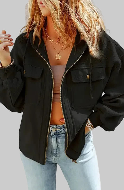 Casual Pocket Drawstring Long Sleeve Coat - S / Black - Sweatshirts & Hoodies
