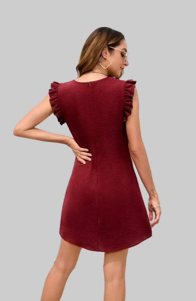 Casual Ruffle Sleeveless Solid Color Dress - Dresses