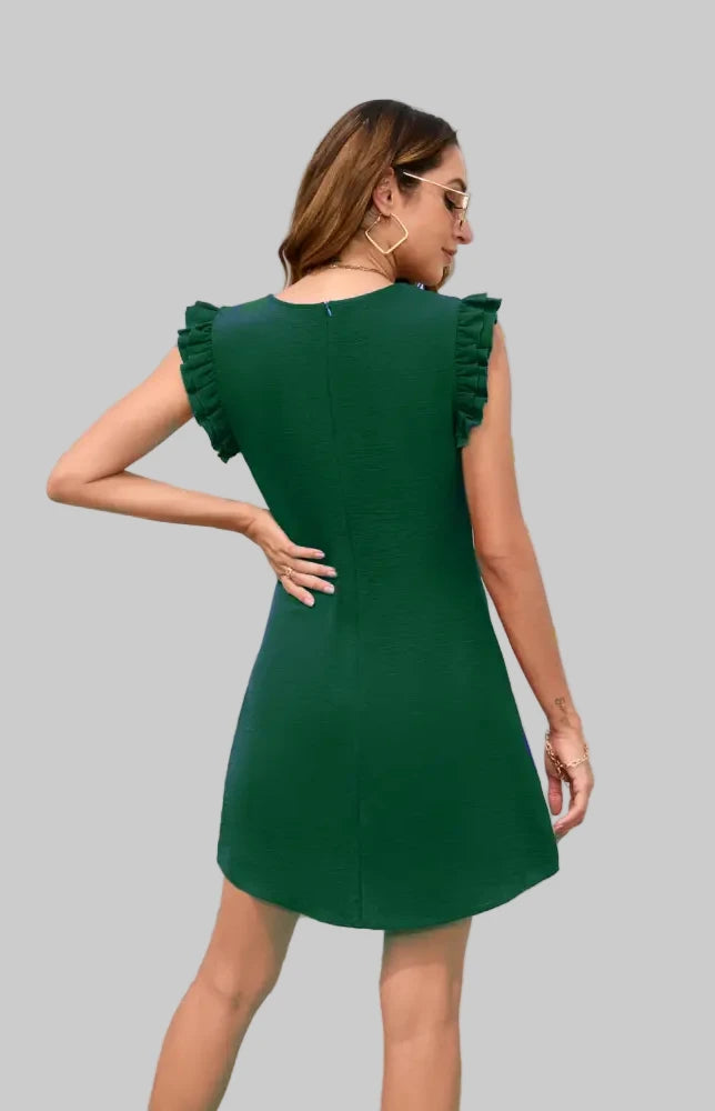 Casual Ruffle Sleeveless Solid Color Dress - Dresses