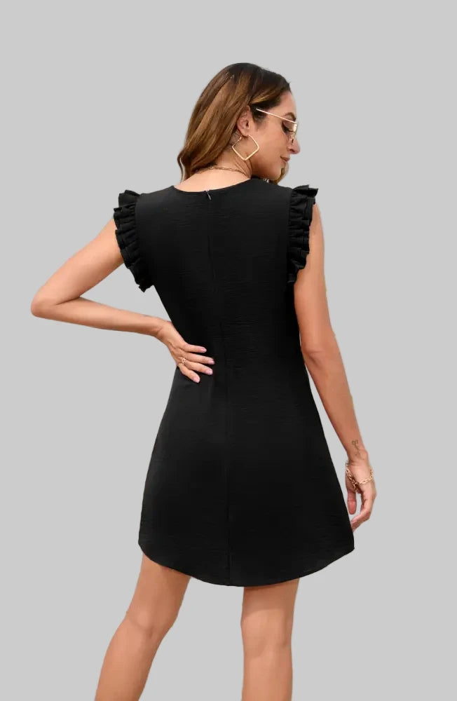 Casual Ruffle Sleeveless Solid Color Dress - Dresses