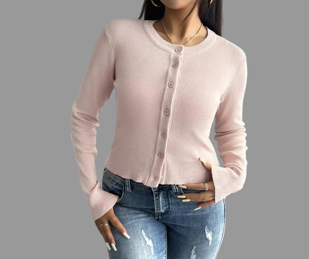 Casual Solid Color Cardigan - S / Apricot - Sweaters & Cardigans