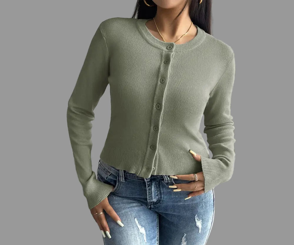 Casual Solid Color Cardigan - S / Green - Sweaters & Cardigans