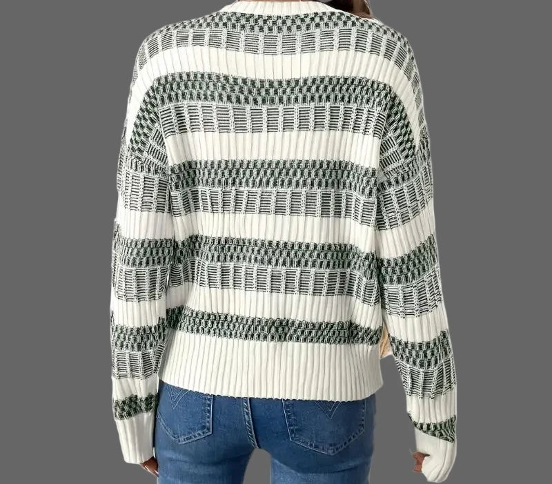 Casual Striped Contrast Color Sweater - Sweaters & Cardigans