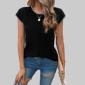 Casual Sweater Short Sleeve Top - S / Black - Sweaters & Cardigans
