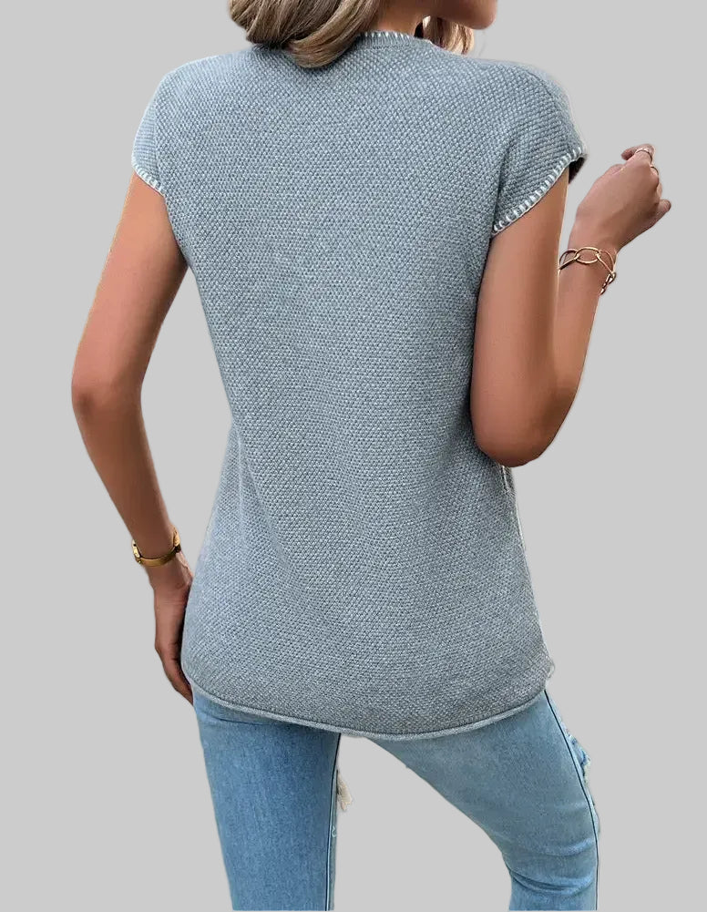 Casual Sweater Short Sleeve Top - Sweaters & Cardigans