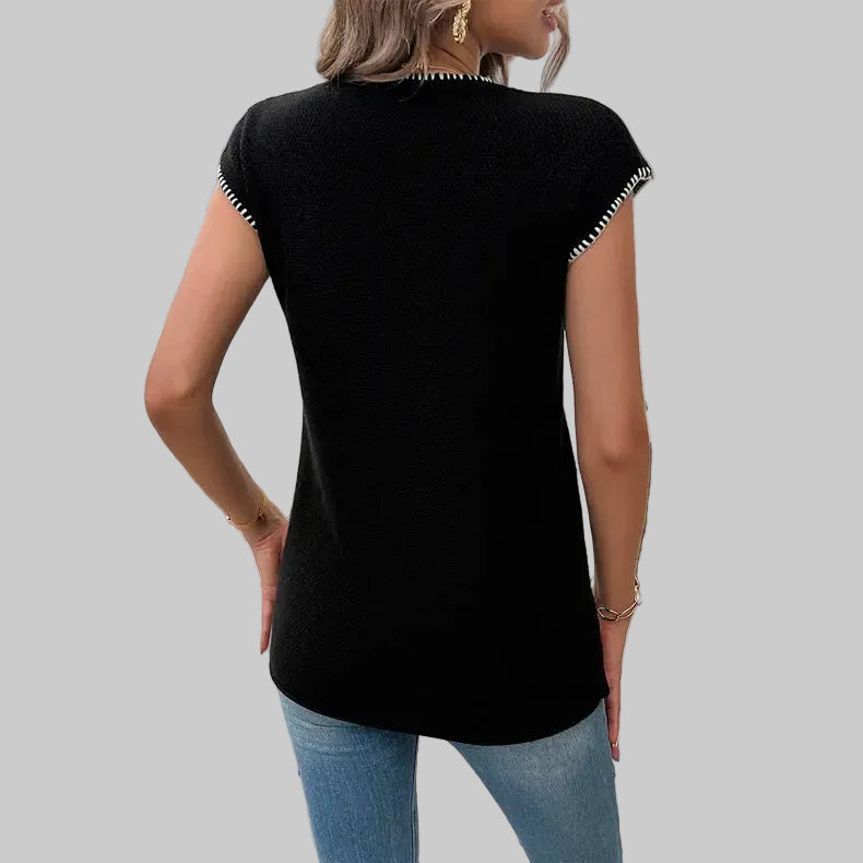 Casual Sweater Short Sleeve Top - Sweaters & Cardigans
