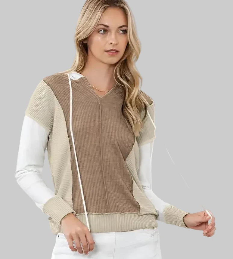 Casual Texture Knitted Long Sleeved Sweater - S / Khaki - Sweatshirts & Hoodies