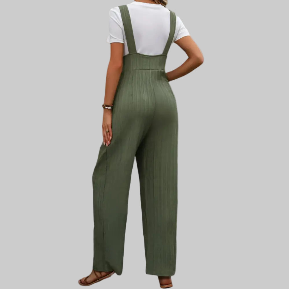 Casual Texture Pleated Jumpsuit - Jumpsuits