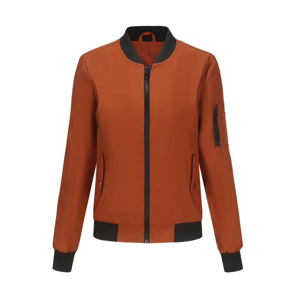 Casual Thin Flight Jacket - S / Brown - Outerwear