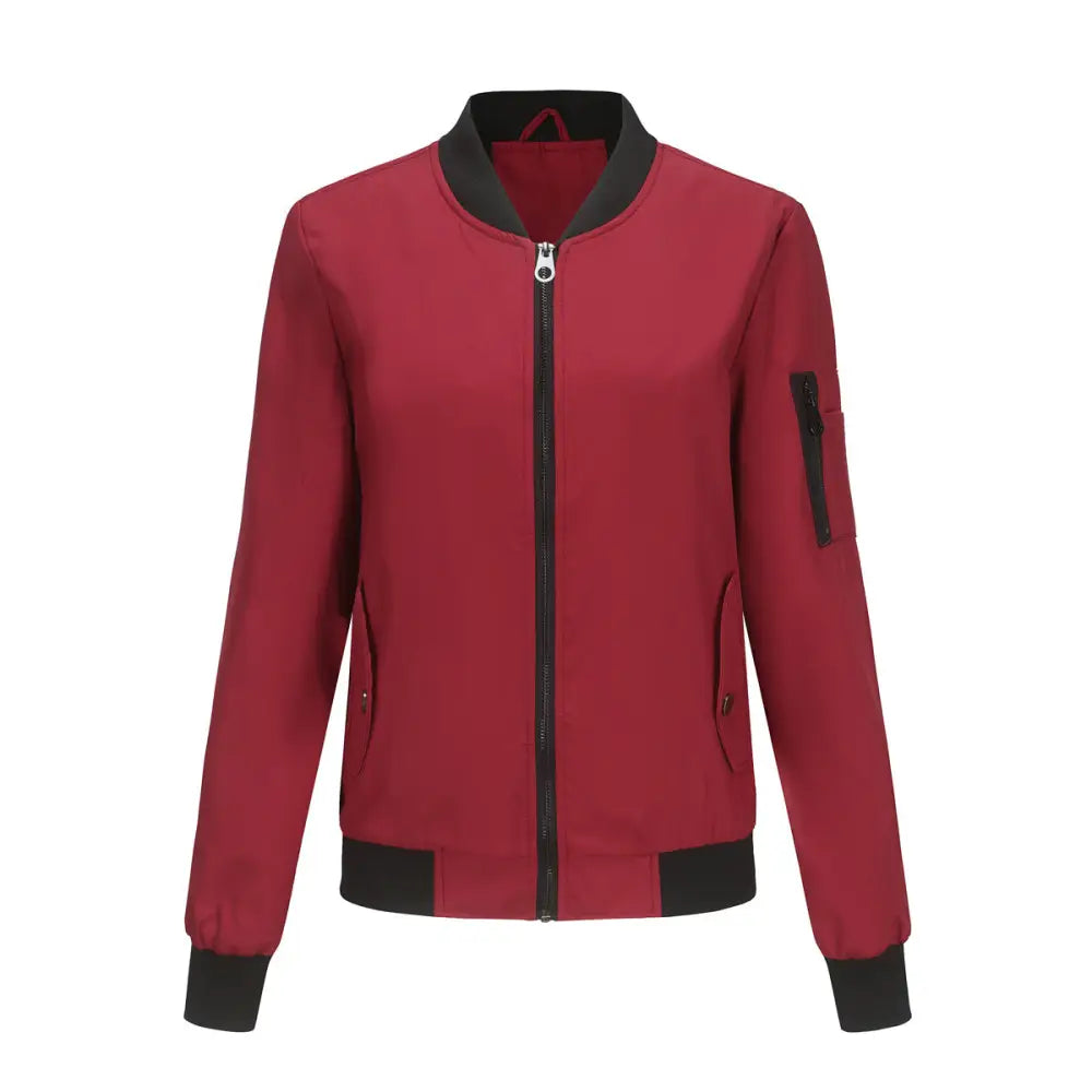 Casual Thin Flight Jacket - S / Burgundy - Outerwear