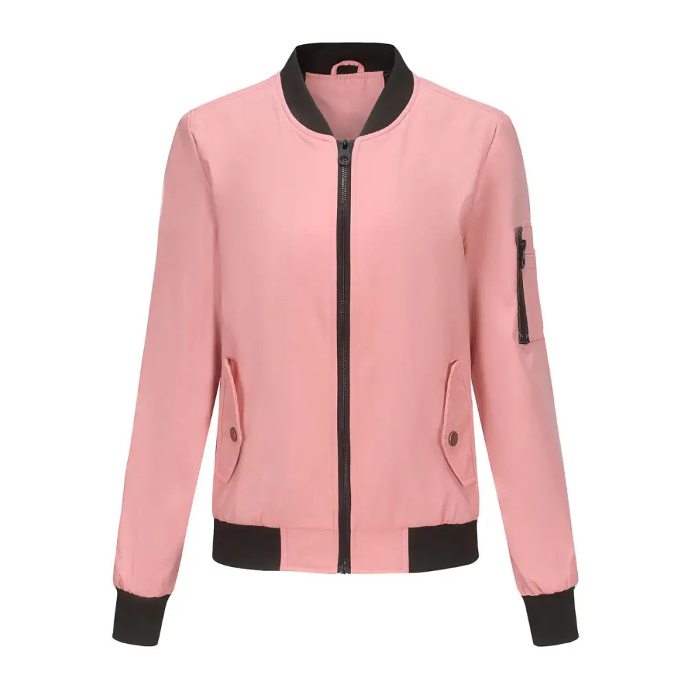 Casual Thin Flight Jacket - S / Pink - Outerwear