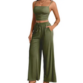 Casual Trousers Sexy Comfortable Refined Two-Piece Pants Set - S / Dark Green - Outfit Sets