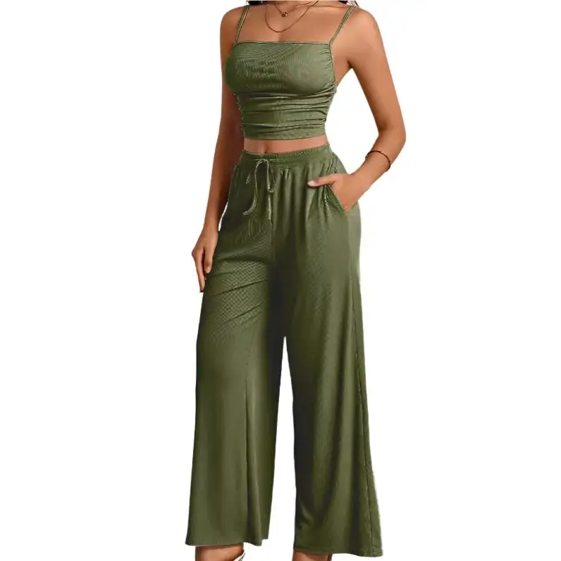 Casual Trousers Sexy Comfortable Refined Two-Piece Pants Set - S / Dark Green - Outfit Sets